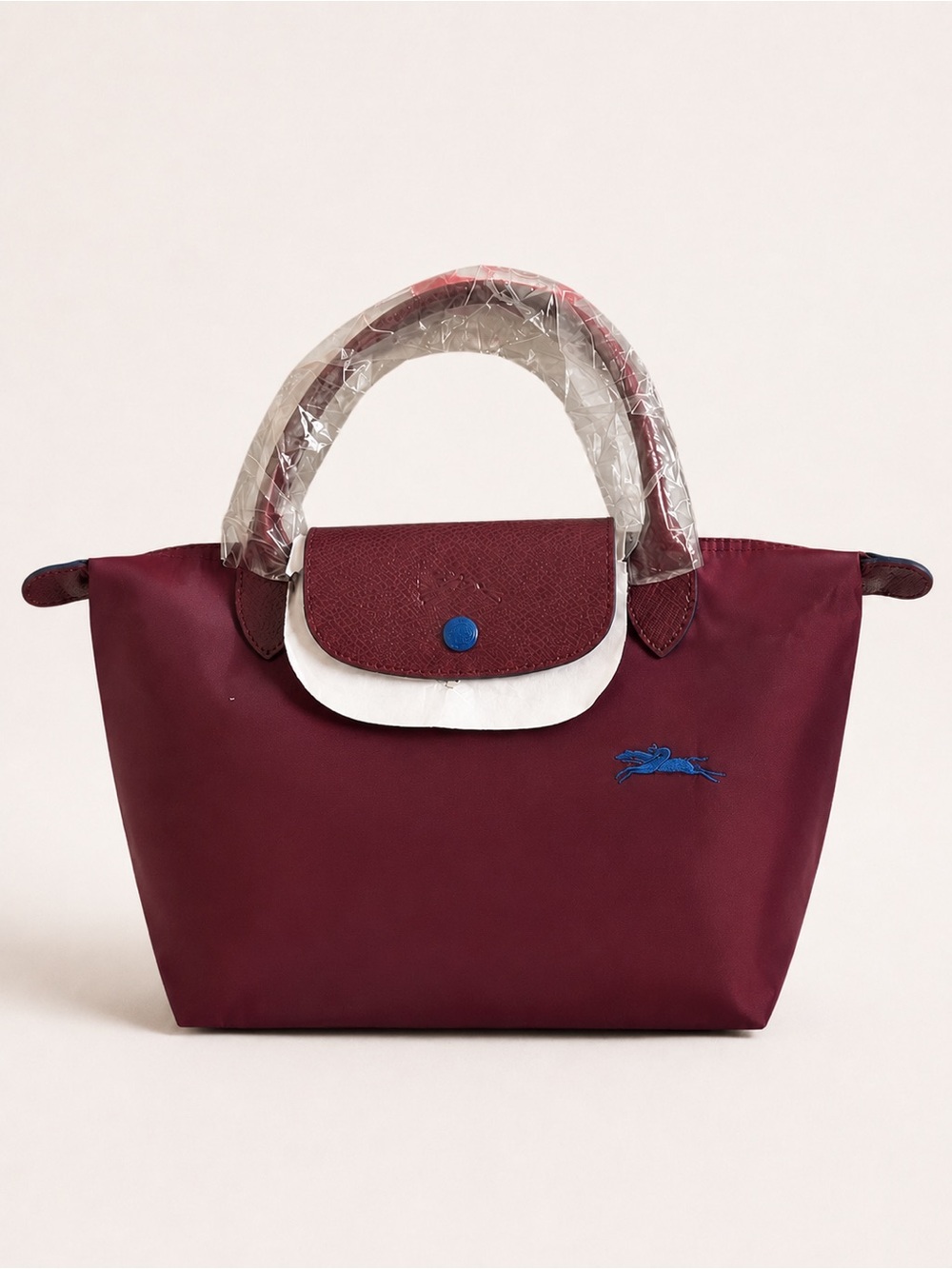 NWOT Longchamp Le Pliage Club S Plum Burgundy Top Handle Bag - Picture 5 of 14